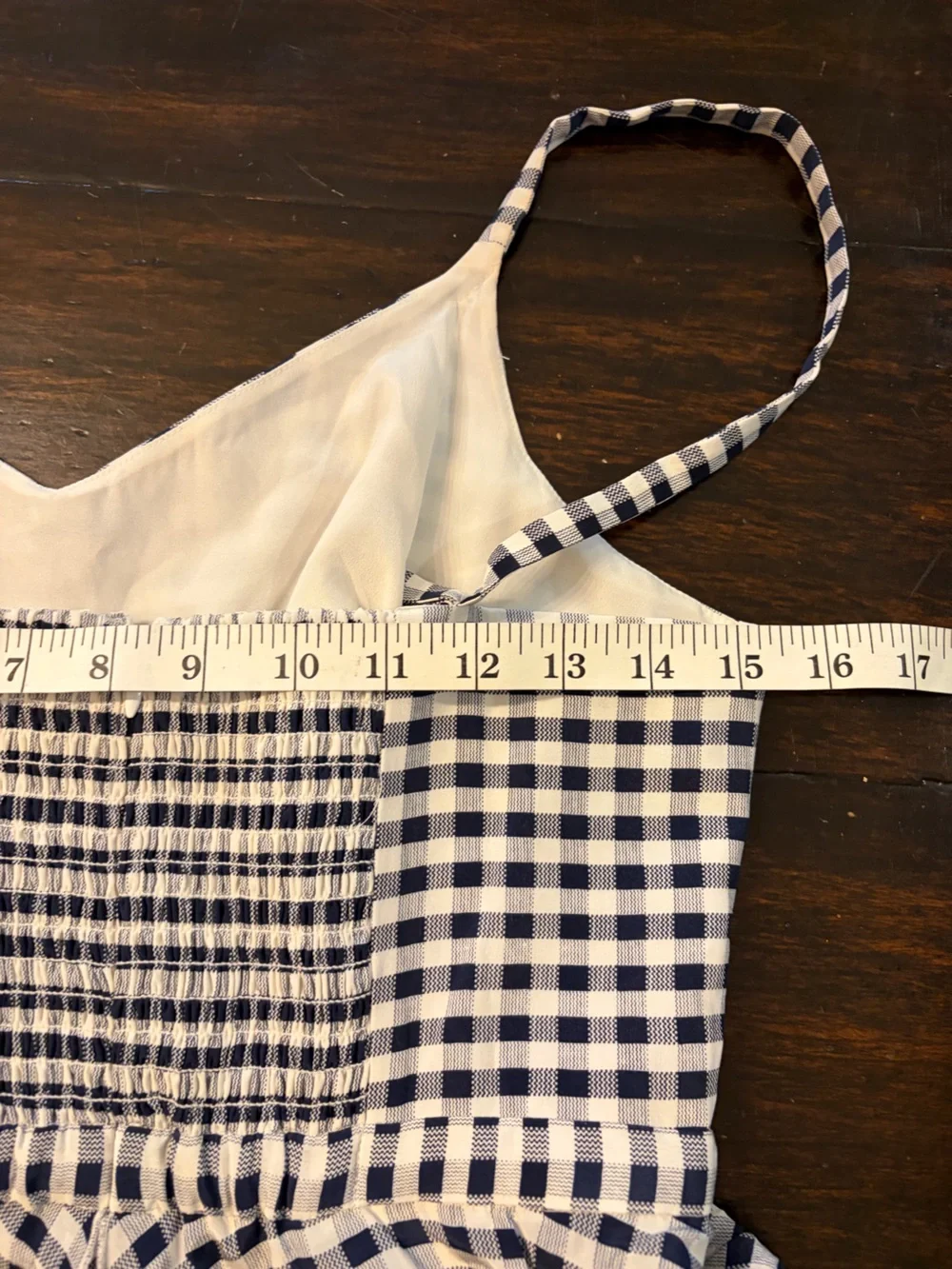 J. Crew Navy and White Gingham Ruffle Midi silk Dress size 6
